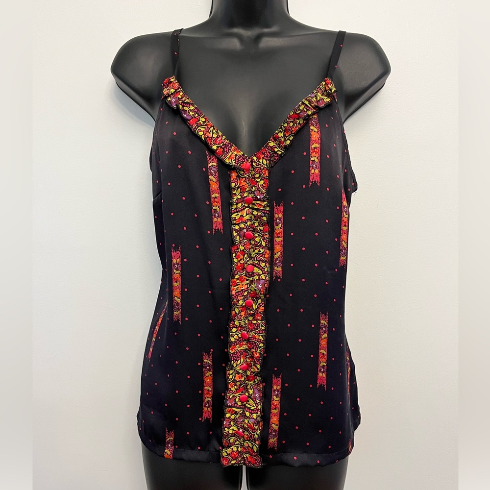 Tori Richard Silk Floral V-Neck Cami, Size 8